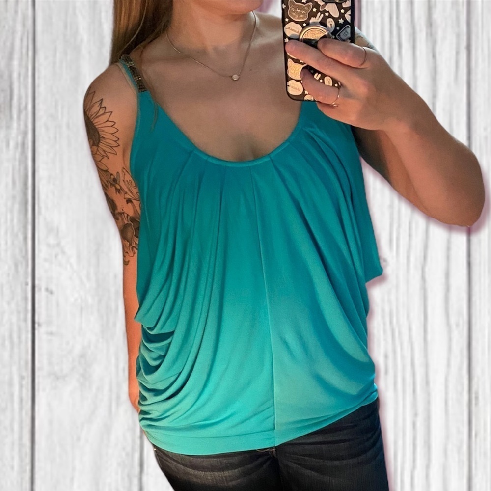 New York & Company Teal Dressy Tank Top
